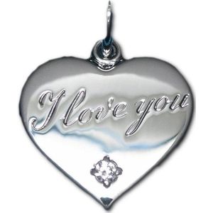 TRESOR hart "" I love you"" hanger met Swarovski zirkonia steen - Zilver