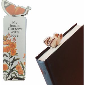 Boekenlegger Vlinder & Bloem – Bladwijzer - Bookmark – Kaartje – Classic Oranje - Kleine Cadeautjes