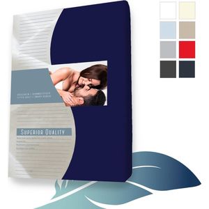24-Bedding - Jersey Splittopper Hoeslaken - Extra zacht - 97% katoen - 3% Elastaan - 180X220 cm - Marine - 5 t/m 15 cm hoogte.
