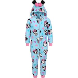 Disney Minnie Mouse Blauw, Polar Fleece Eendelige Pyjama, Kinder Onesie met Capuchon, OEKO-TEX