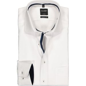 OLYMP Luxor modern fit overhemd - mouwlengte 7 - wit structuur 2-ply - Strijkvrij - Boordmaat: 39