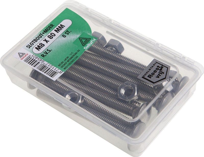 Deltafix slotbout met moer r.v.s. a2 m6 x 40 mm din 603/555 15 st.