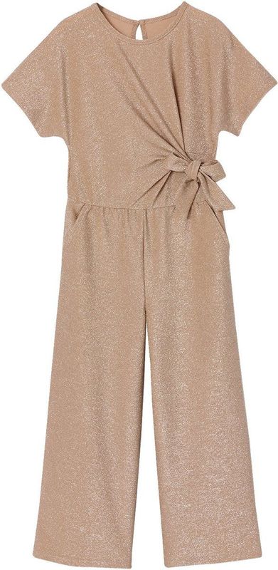 Kerst Jumpsuit - Roze - Voor Meisjes - Met Strik - Korte Mouwen