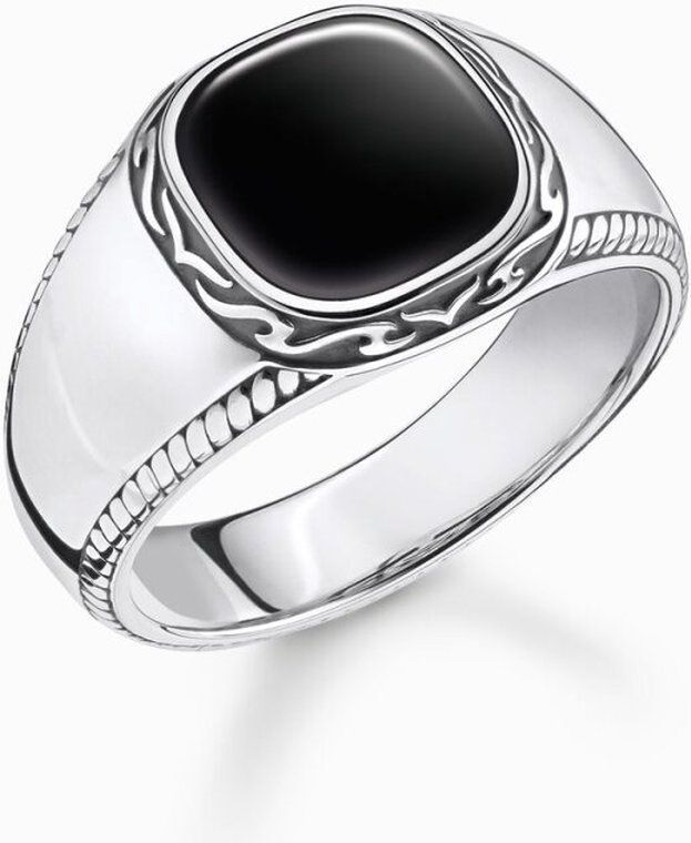 Thomas Sabo - Ring - Zwart - Zilver - Gezwarte Textuur - Zirkoon
