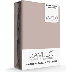 Zavelo Deluxe Katoen-Satijn Topper Hoeslaken Zand - 1-persoons (90x220 cm) - Heerlijk Zacht - Rondom Elastisch - Perfecte Pasvorm