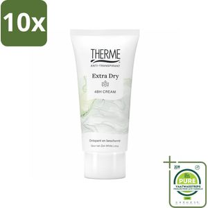 10 x Therme - Cream Extra Dry - Anti-transpirant - Beschermend - 60ml - Grootverpakking - Anti-transpirant - Deodorant - Overmatig Zweten - Zweetgeur - 48 Uur Bescherming