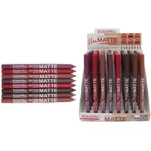 Leticia Well - Set met 8 tinten Matte Tattoo Lippotlood - Lipliner - Fucsia - Hot Red - Nude Perfect - Brown Cafe - Iconic Red - Chocolate - Brown Sugar - Velvet Nude - Set met 8 stuks