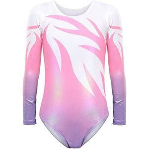 Meisjes Turnpakje Lange Mouwen Balletdanskleding Roze 10-12 Jaar
