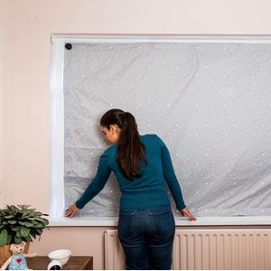 Sleeptight draagbaar verduisteringsgordijn met stok- en draai-zuignappen, verstelbaar en licht, moderne grijze stof, extra-Large, 130 x 198 cm