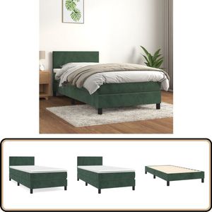 vidaXL Boxspring met Matras Fluweel Donkergroen 80x200 Boxspringbed - Fluweel Bed - Donkergroen Bed - Tweepersoons Bed - Pocketveer Matras