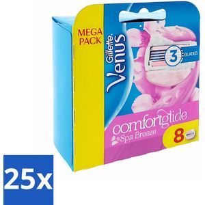 25 x Gillette - Venus Comfortglide - Spa Breeze - Verzachtend en hydraterend - 8 Navulscheermesjes - Scheergelkussentjes - Scheerbeurt - Scheerproducten - Gillette Venus