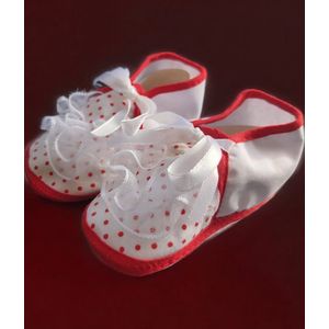 Junior Joy Babyschoenen Newborn Meisjes Wit/rood Met Stippen