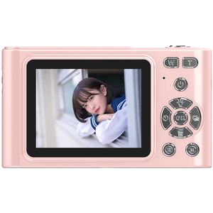 Digitale camera, camera voor kinderen, UHD 4K 48MP point-and-shoot digitale camera's met 64 GB SD-kaart en 16x digitale zoom tegen trillingen, compact, draagbaar klein cadeau voor jongens, meisjes en studenten, roze