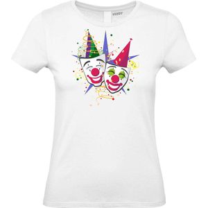 Dames T-shirt Carnaval Masker | Carnaval | Carnavalskleding Dames Heren | Wit | maat XXL