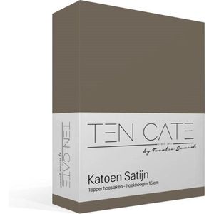 Ten Cate 100% Katoensatijnen Topper Hoeslaken - Hoeslaken 140x200 - Taupe