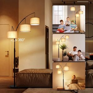 Gebogen Led -Vloerlamp Staande lamp Draaibaar voor Slaapkamer Woonkamer - incl 3 Led lampen