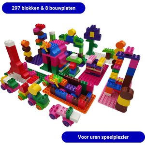 Biobuddi Big Blocks XL set - Bouwblokken speelgoed - Bouwset van 300+ stukjes - Passend op alle grote blokkenmerken zoals Duplo - Eindeloos speelplezier
