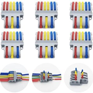 Elektrische klemblokken 3-in-6 externe bilaterale stekkers hefboomstekker voor elektrische kabels (6 stuks) - SPL-63
