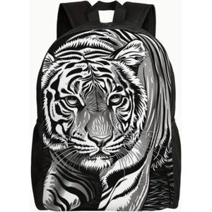Sneeuw Tijger Rugzak | Witte Tijgerpatroon Rugtas | Witte Tijger Rugzak | Sneeuwtijger Rugzak | Gave Rugzak | Dieren Rugzak | Rugzak Meisjes | Rugzak Jongens | Mooie rugzakken met Tijger | 15 - 20 liter | Kinder Rugzak