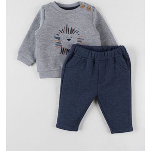 Noukie's - Joggingpak - Unie - Grijst / blauw - Leeuw - 2 jaar 92