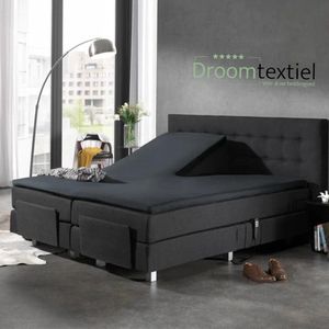 Droomtextiel Splittopper Hoeslaken Jersey Katoen Antraciet - 160x210cm - Single Split - Hoogwaardige Kwaliteit - 160 grm2