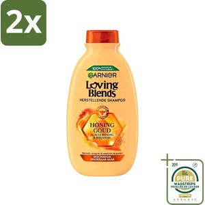 Garnier - Loving Blends - Shampoo - Honing Goud - Beschadigd & Breekbaar Haar - 300 ml - Voordeelverpakking - 2 stuks - Schadeherstellende Shampoo - Breekbaar Haar