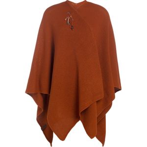 Knit Factory Jazz Gebreid Omslagvest - Dames Poncho - Wikkelvest - Gebreide oranje poncho - Gebreide mantel - Winter poncho - Dames cape - One Size - Terra