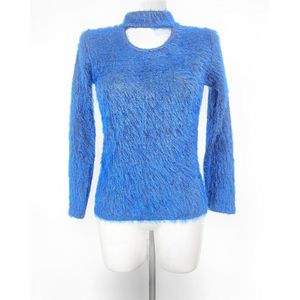 Fluffy top - Blauw - Zachte trui - Veel stretch - Kleding voor vrouwen - Harige sweater - Trui voor dames - One-size - Een maat