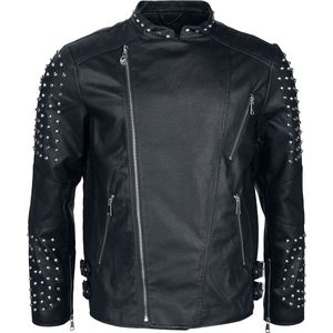 Rock Rebel by EMP Zwart imitatieleren jack met kanten studs - Heren - S