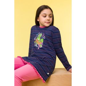 Woody Meisjes-Dames Pyjama multicolor streep - maat 140/10J