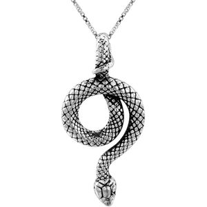 Ketting zilver | Zilveren ketting met hanger, gedraaide slang