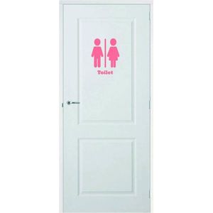 Deursticker Toilet - Roze - 39 x 50 cm - toilet overige stickers - toilet alle