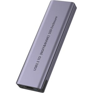 Aluminium NVMe/SATA M.2 SSD Behuizing – USB 3.1 Gen2 10Gbps – Externe SSD Case met USB-A naar USB-C Kabel – SSD enclosure - grijs