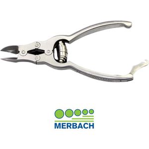 Merbach dubbelscharniertang voor dikkere nagels, gebogen snijvlak, bufferveer met slot, 15 CM- 3 x 1 stuks voordeelverpakking