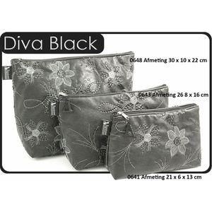 Vagabond-Toilettas- Medium Sack ""Black Diva"" 0643-afmeting 26 x 8 x 16 cm