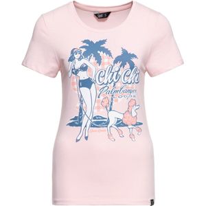 Queen Kerosin Damen T-Shirt Chi Chi Beach Poodle Pink-XL