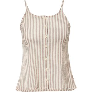 QS - Top - Crème/Lichtroze - Spaghettibandjes - Katoen - Krijtstrepen