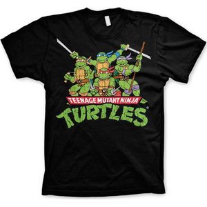 Teenage Mutant Ninja Turtles Heren Tshirt -L- Turtles Distressed Group Zwart