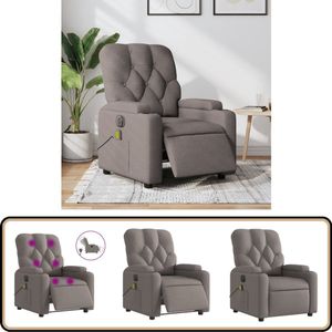 vidaXL Massagestoel Verstelbaar - Stof - Taupe Elektrische Massagestoel - Massagefauteuil - Verstelbare Stoel - Ergonomische Stoel - Relaxfauteuil