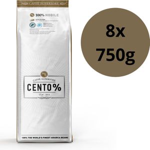 Cento% Nobile - 1 doos: 8 x 750 gram - Medium gebrande koffiebonen - 750 gram - Rainforest Alliance - 100% Arabica