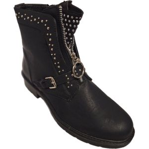 LUCKYSHOES-BIKERBOOTS-1 RIEMPJE MET GESP=FRONTSIERZIPPER-LUXE STUDSVERDELING-39