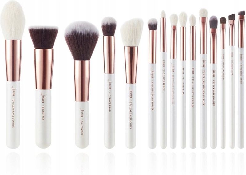 Jessup - T220 - Make-upset - Parelkleur Wit en Roségoud - 15 Stuks Make-upkwasten