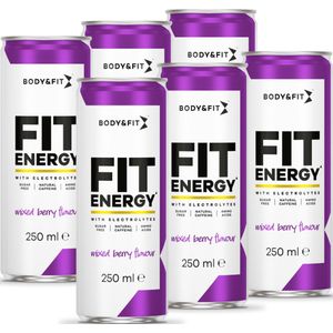 Body & Fit FIT Energy Drink - Mixed Berry - 6 Blikjes - Hypotone Sportdrank met Elektrolyten en BCAA - 1500 ml