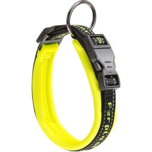 Ferplast Sport Dog Halsband - Nylon - Zachte voering - Geel - Breedte 15 mm - Nekomtrek 25 - 35 cm (GELIEVE ALVORENS BESTELLEN OPMETEN)