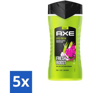 5 x Axe 3-in-1 Douchegel Epic Fresh 250 ml - Ananas - Verfrissend - Langdurige Geur - Deodorant - Mannen