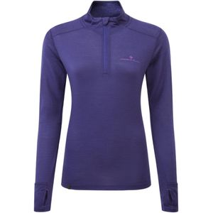 Ronhill - Merino Hardloopshirt - Dames - Lange Mouwen - 1/2 Zip - Paars - Maat XS