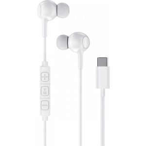 Oortjes met Draad - USB-C Aansluiting - In-Ear Oordopjes met Draad - Bedrade Oortjes - Oortjes met Draad en Microfoon - Wit