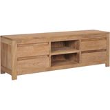 The Living Store Vintage Massief Teakhouten TV-meubel - 115 x 30 x 40 cm - 4 lades en 2 open vakken