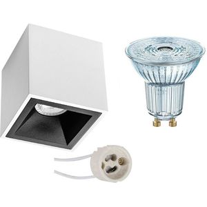 OSRAM - Opbouwspot Set - Parathom PAR16 940 36D - Proma Cliron Pro - GU10 Fitting - Dimbaar - Opbouw Vierkant - Mat Wit/Zwart - 3.7W - Natuurlijk Wit 4000K - Verdiept - 90mm