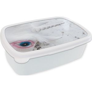 Broodtrommel Wit - Lunchbox - Brooddoos - Masker van een eenhoorn - 18x12x6 cm - Volwassenen